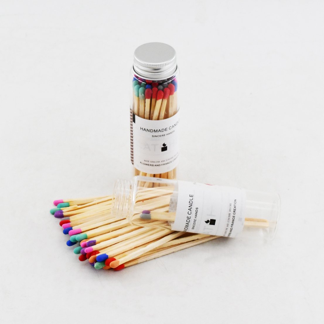 New Style Long Incense Candle Colored Matches Glass Jar With Striking Candle Matches In Glass Jar Match Box