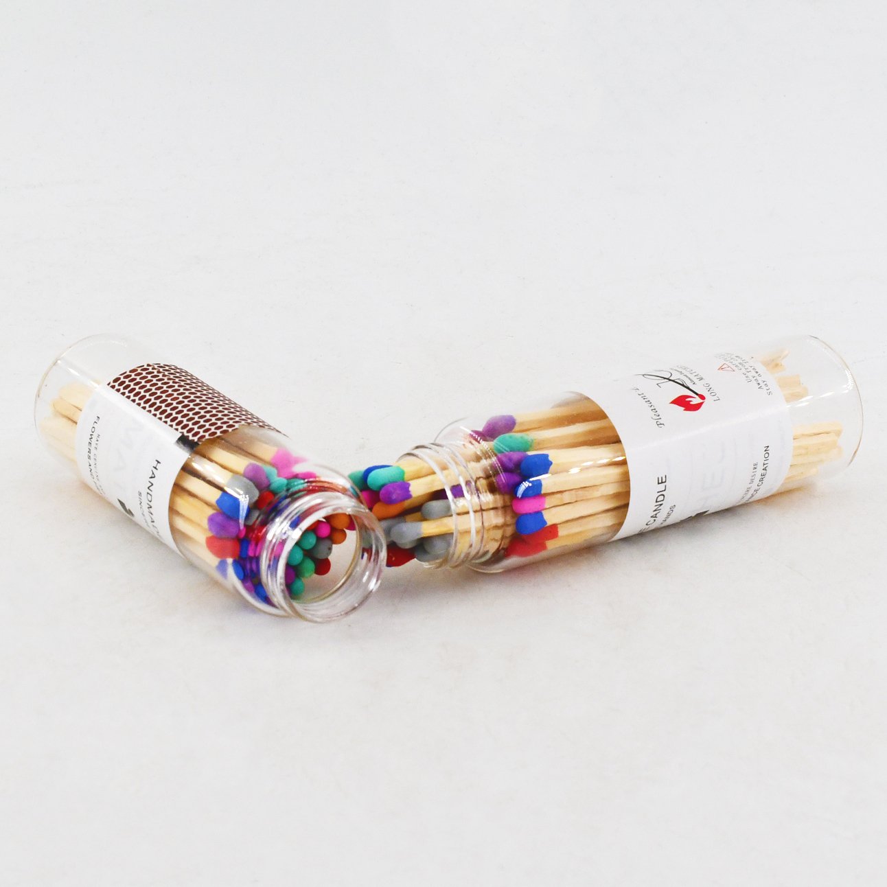 New Style Long Incense Candle Colored Matches Glass Jar With Striking Candle Matches In Glass Jar Match Box