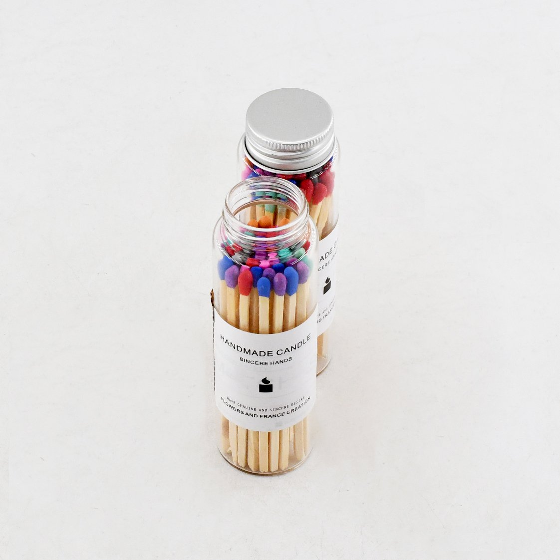 New Style Long Incense Candle Colored Matches Glass Jar With Striking Candle Matches In Glass Jar Match Box