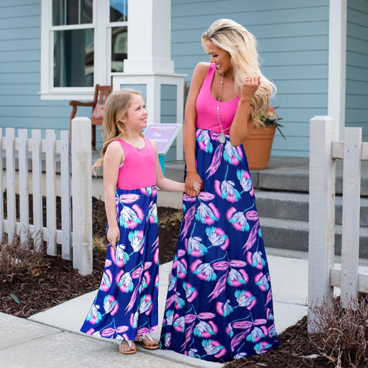 Summer Mom and daughter dress Casual Family Matching Clothes Floral Printed Mommy and me Long Dress For Mother Daughter Clothes