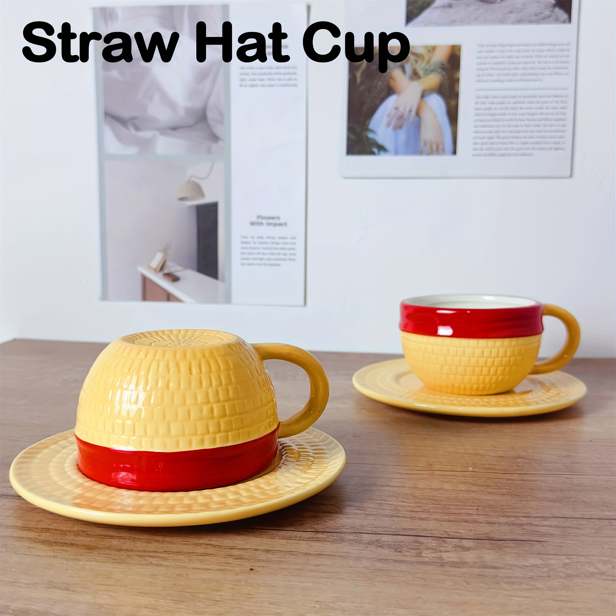 One Piece Ceramic Coffee Cups and Saucers Set Microwave Safe Perfect Gift for Him Her on Christmas Easter Halloween