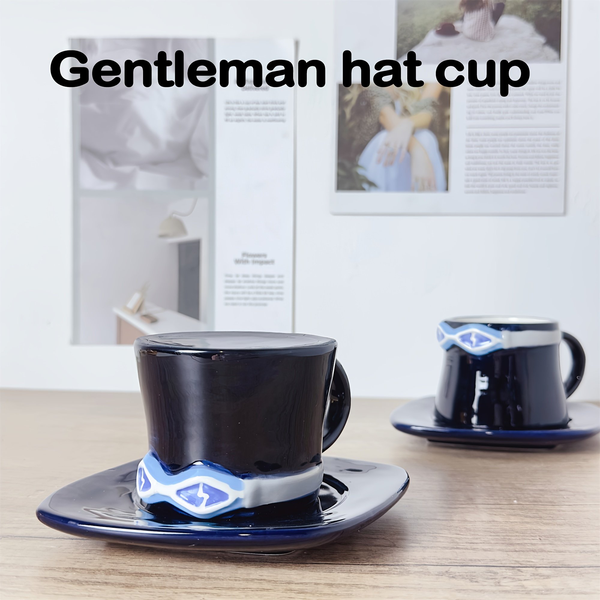 One Piece Ceramic Coffee Cups and Saucers Set Microwave Safe Perfect Gift for Him Her on Christmas Easter Halloween
