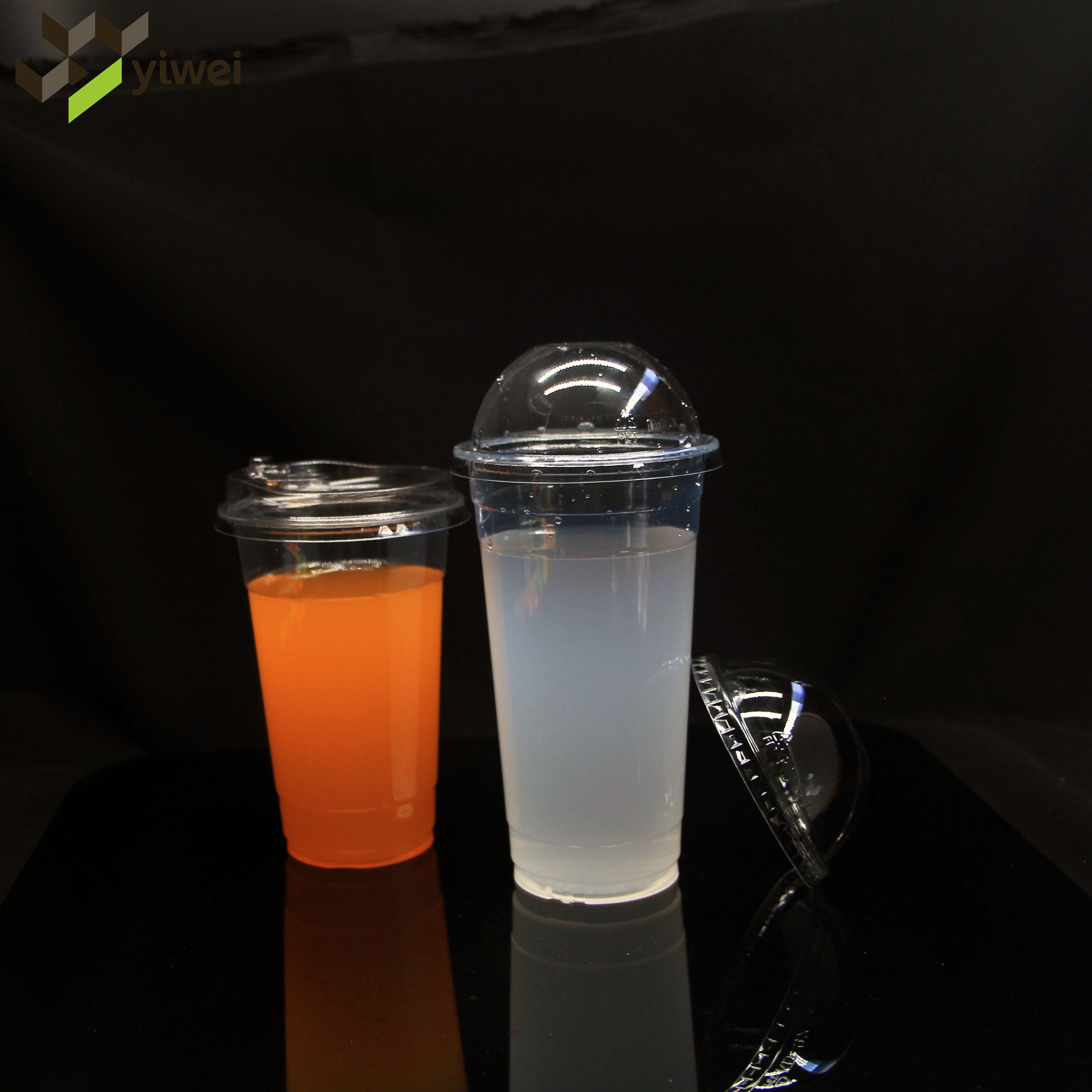 Wholesale 95mm PET Clear Plastic Drinking Cups Matching 2oz 4oz Inner Portion Cups With Dome Lids and flat lids