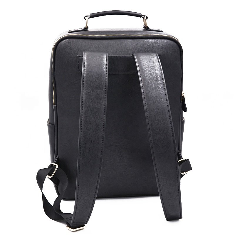 Custom all-match large capacity waterproof black faux pu vegan leather dslr camera bags backpack for photography