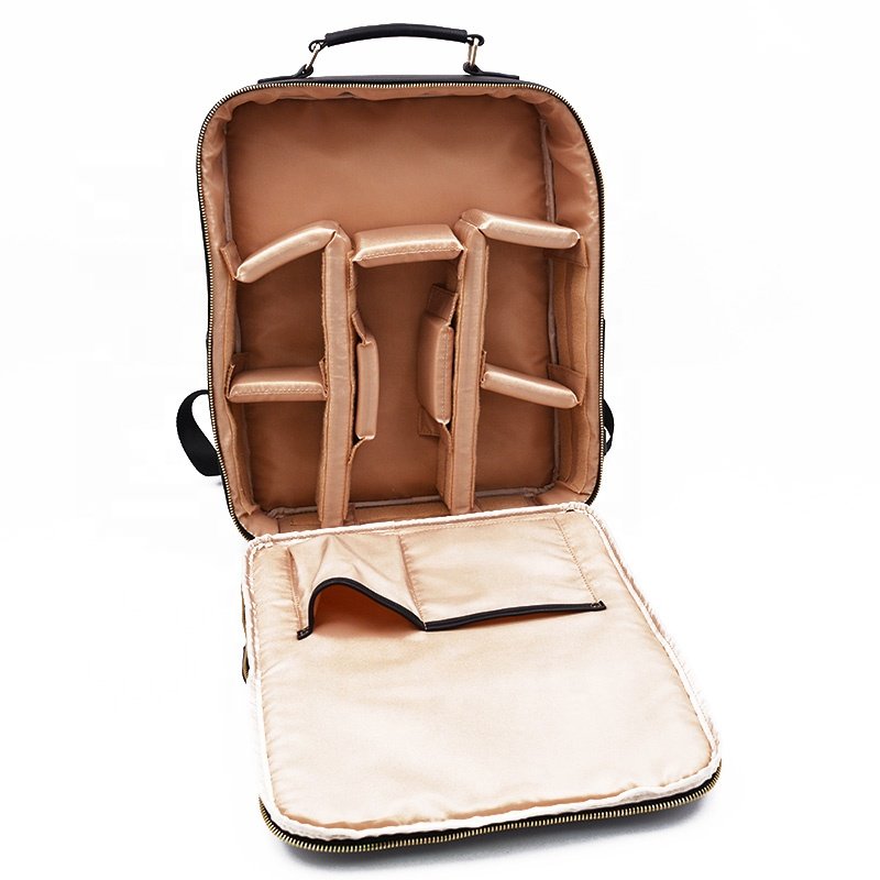 Custom all-match large capacity waterproof black faux pu vegan leather dslr camera bags backpack for photography