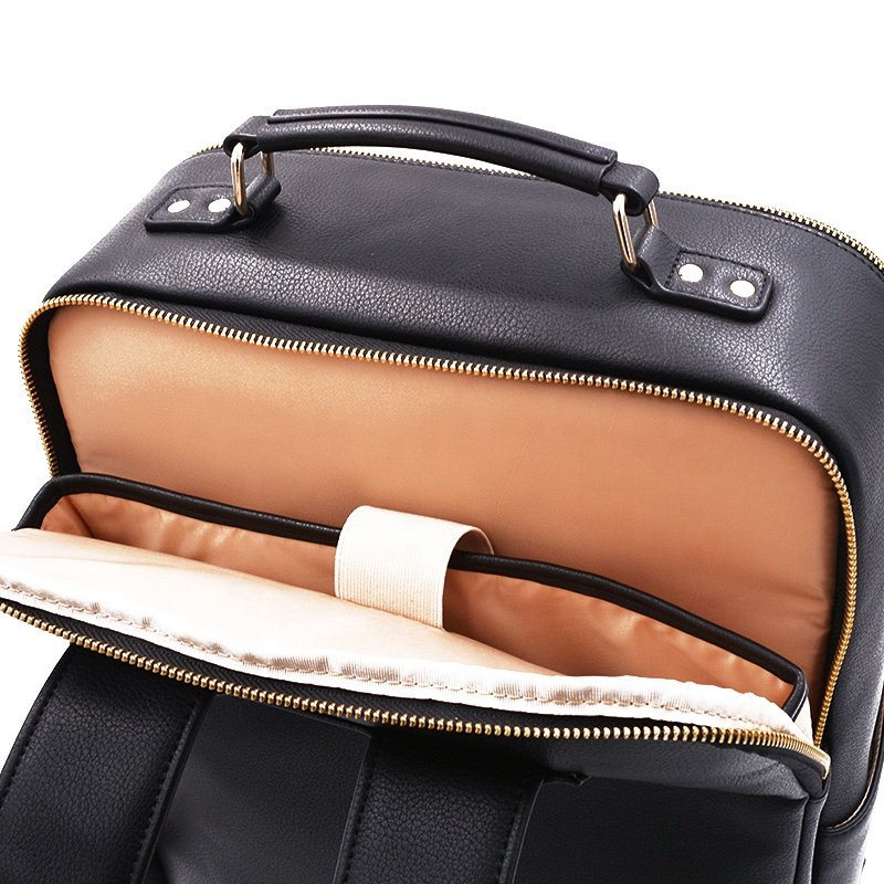 Custom all-match large capacity waterproof black faux pu vegan leather dslr camera bags backpack for photography