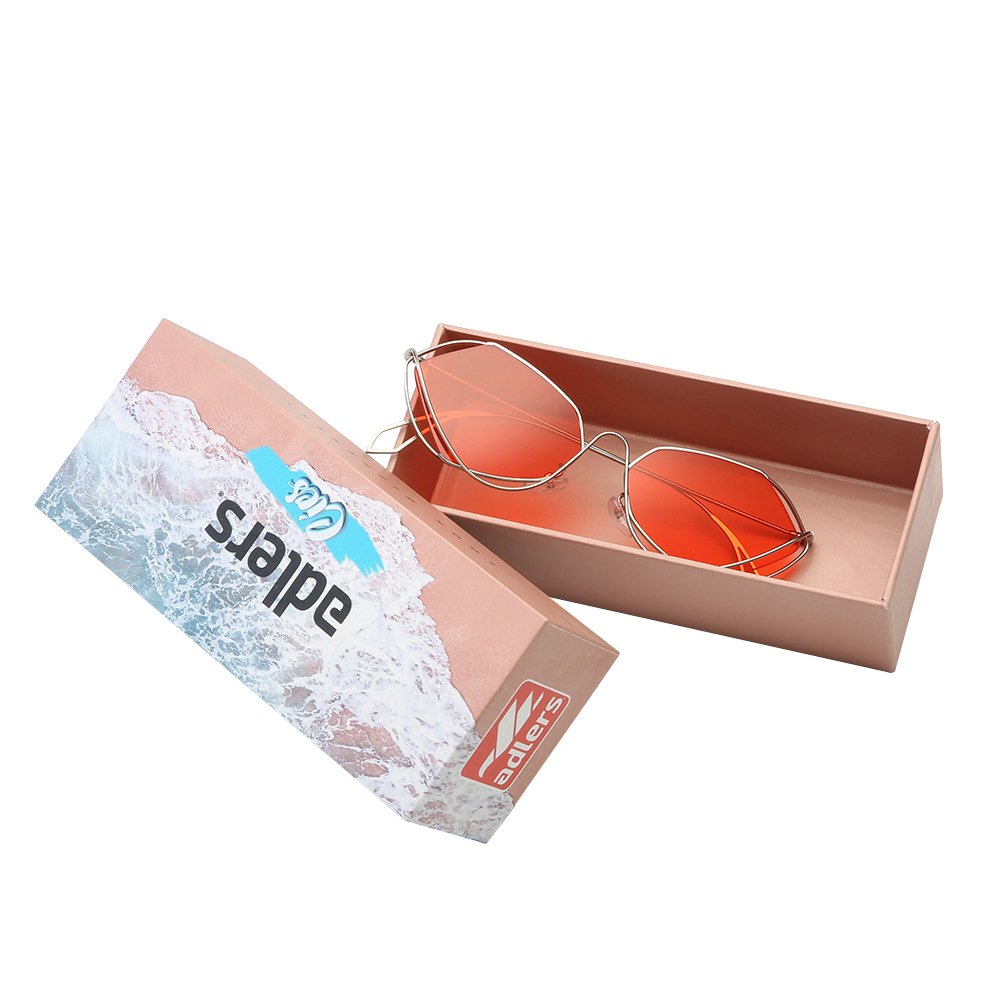 Rigid Card Board Match Drawer Box High Quality Wholesale Custom Yellow Transparent PVC Window Sunglasses Boxes