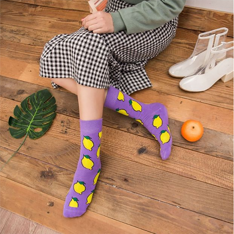 Hot Sale Funny Mens Socks Avocado French Fries Eggs Interesting Color Matching Cotton Food Socks Fashion Custom Sports Socks
