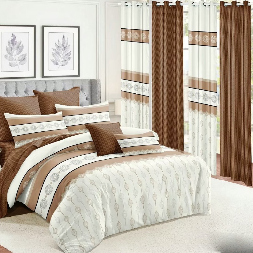 Factory printed cheap Home collection curtain bedding set with matching curtains