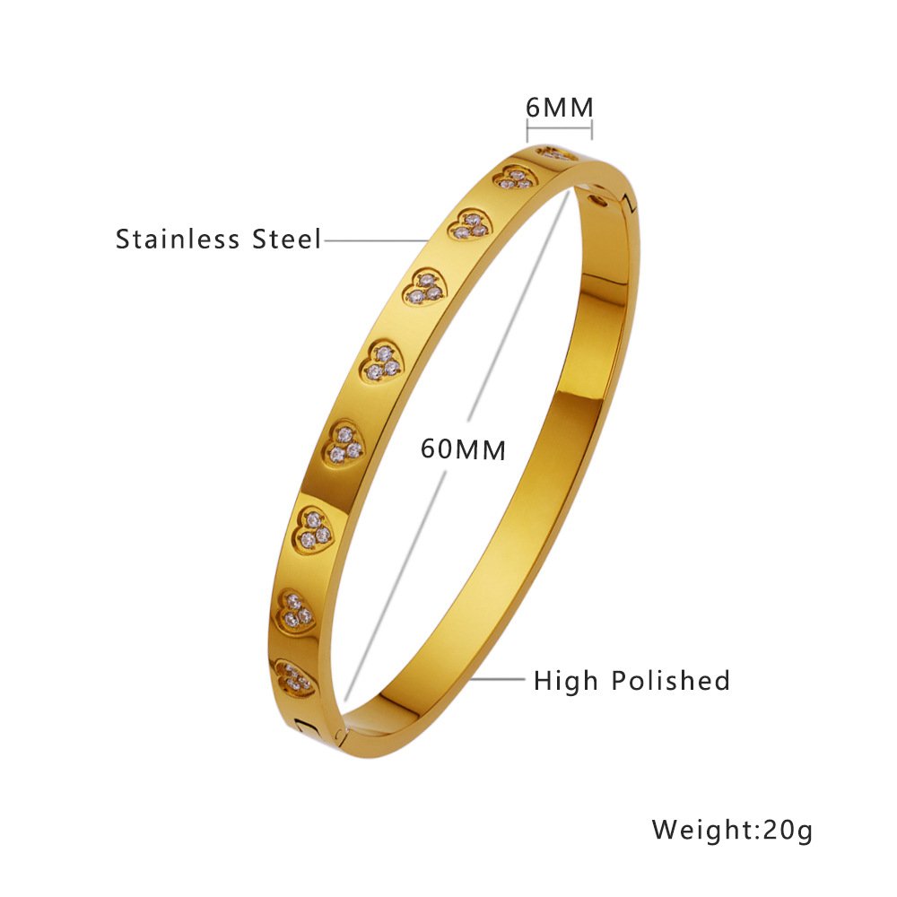 Fashion Jewelry Bracelets & Bangles Zircon gold stainless steel bracelet Retro and fashion all-matching diamond bracelet