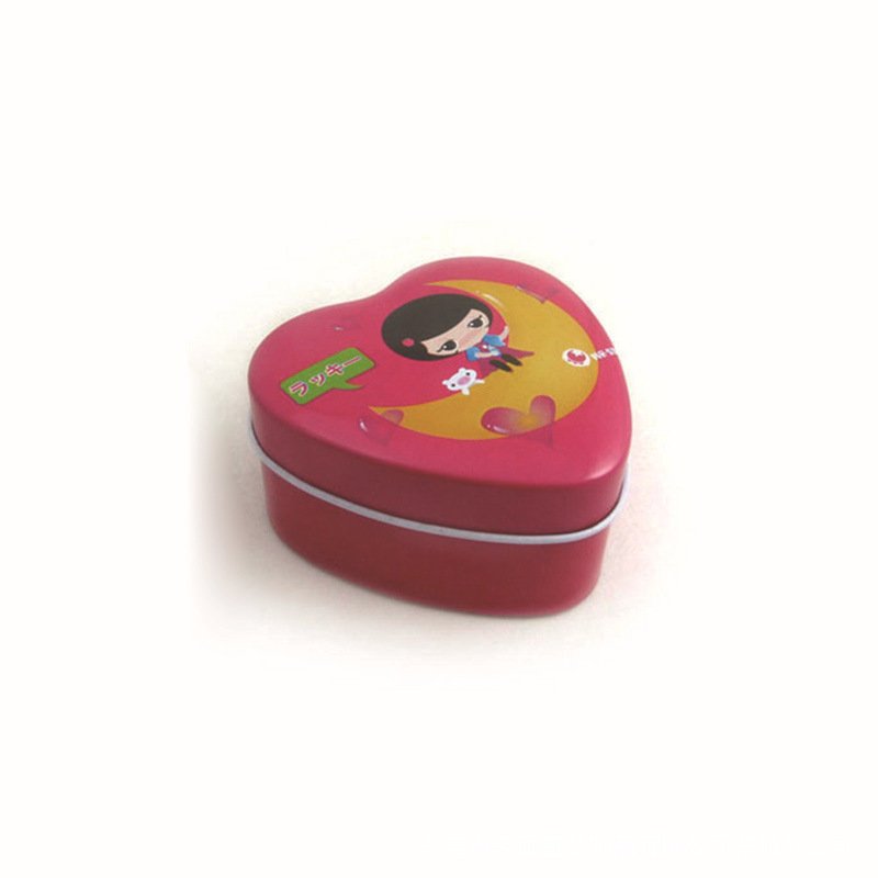 good quality full cover rigid boxes with a separate lid and bas heart shaped lip balm match for wedding metal packaging tin box