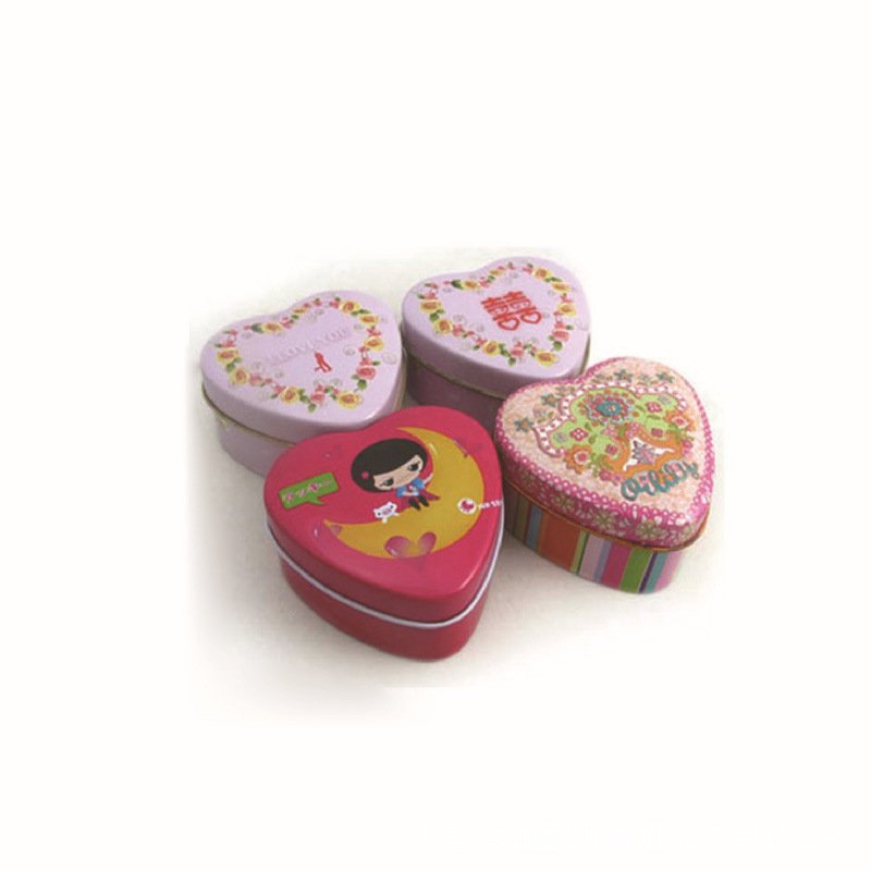 good quality full cover rigid boxes with a separate lid and bas heart shaped lip balm match for wedding metal packaging tin box