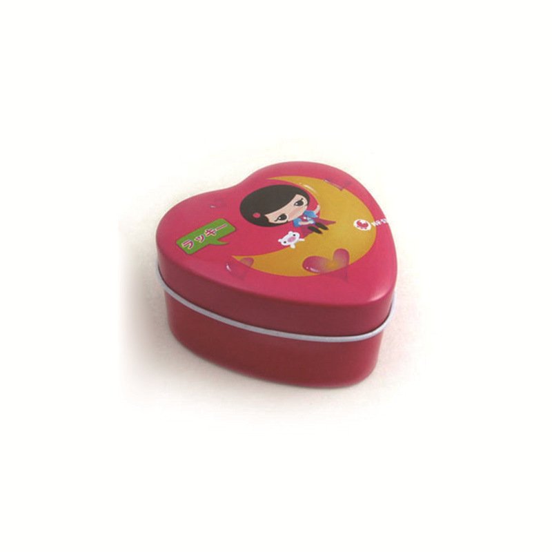 good quality full cover rigid boxes with a separate lid and bas heart shaped lip balm match for wedding metal packaging tin box