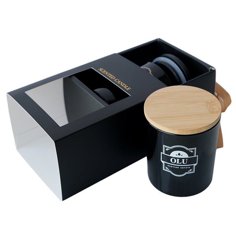 wholesale match sticks jar black white glass empty luxury glass candle jars with lids and boxes