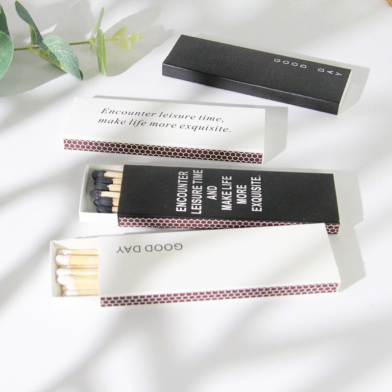 Black and white powder blue lengthened art match lighting wax decoration photo scented candle minimalist wind paper matchbox
