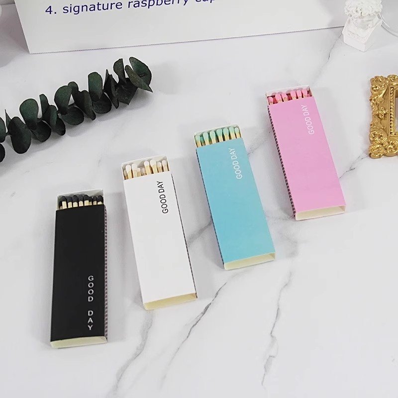 Black and white powder blue lengthened art match lighting wax decoration photo scented candle minimalist wind paper matchbox