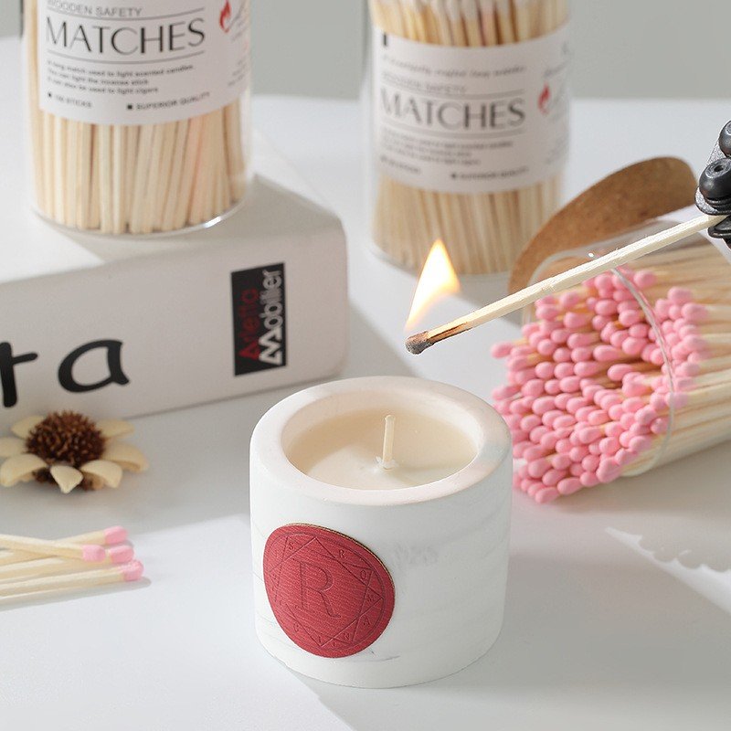 Hot Selling Colorful Matches Luxury cylindrical glass jar long 10 cm Sticks Safety Matches Personalized Matches