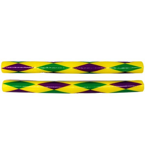 TGRPOMO - Mardi Gras LED Foam Baton with 6 Lights and with Purple, Green and Gold Harlequin Design 18" (Each)