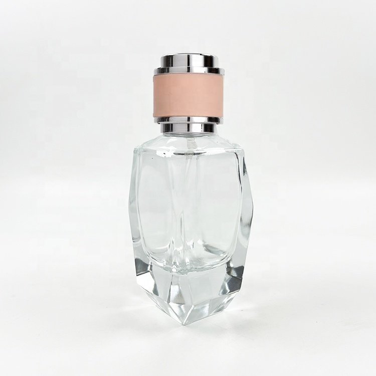 high end Luxury 50ml empty spray perfume bottle unique shape refillable glass perfume bottle for women perfume with matched lid