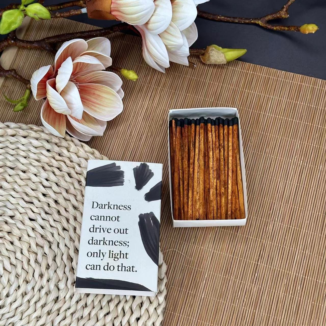 INS Style Factory Matchbox Custom Matchstick Cigar 4 inches Candle Incense wood with logo Safe hotel bulk box match
