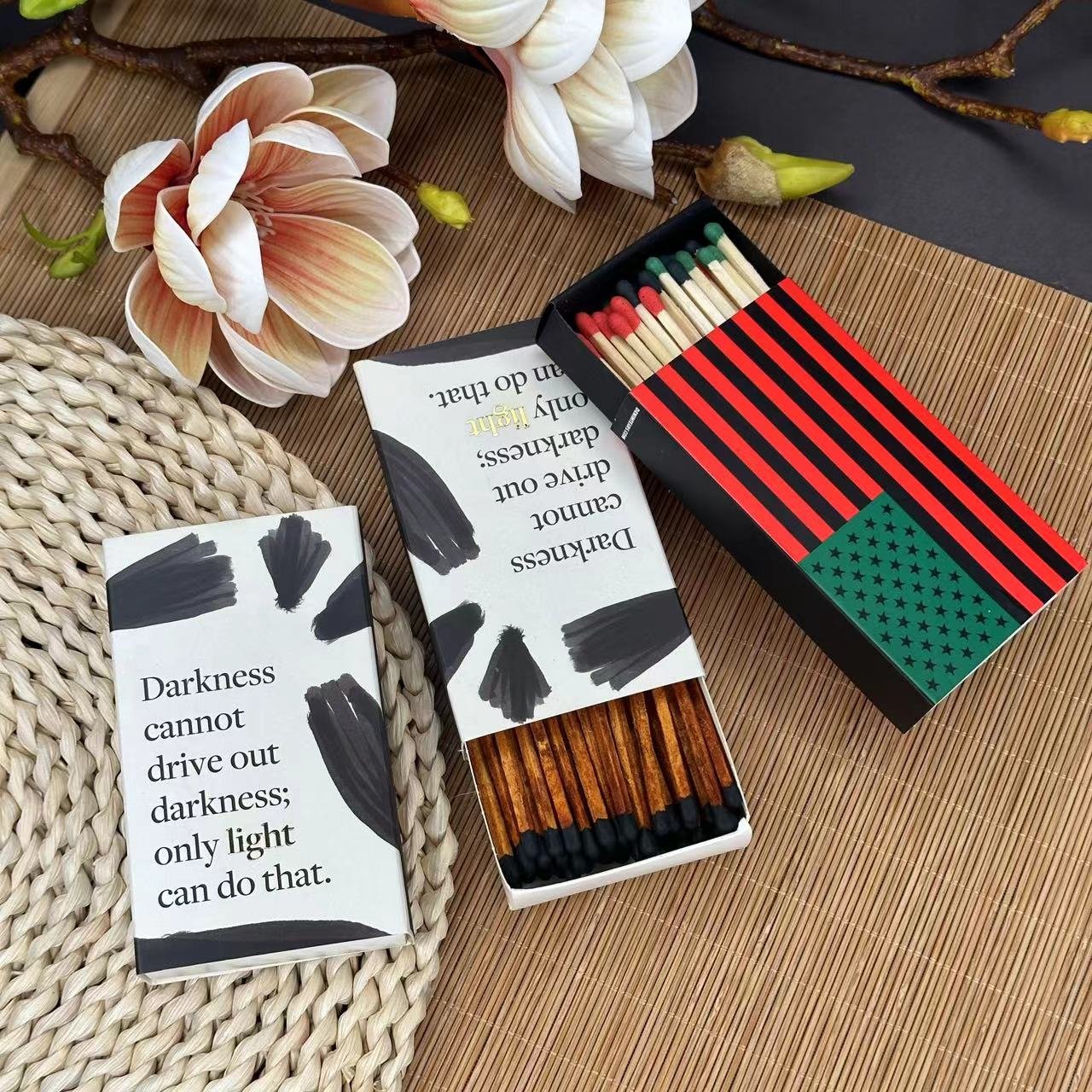 INS Style Factory Matchbox Custom Matchstick Cigar 4 inches Candle Incense wood with logo Safe hotel bulk box match