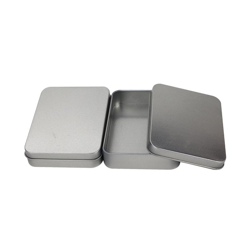 large silver rectangular gift with transparent lid solid gold containers color printed cans for matches gardener set tin box