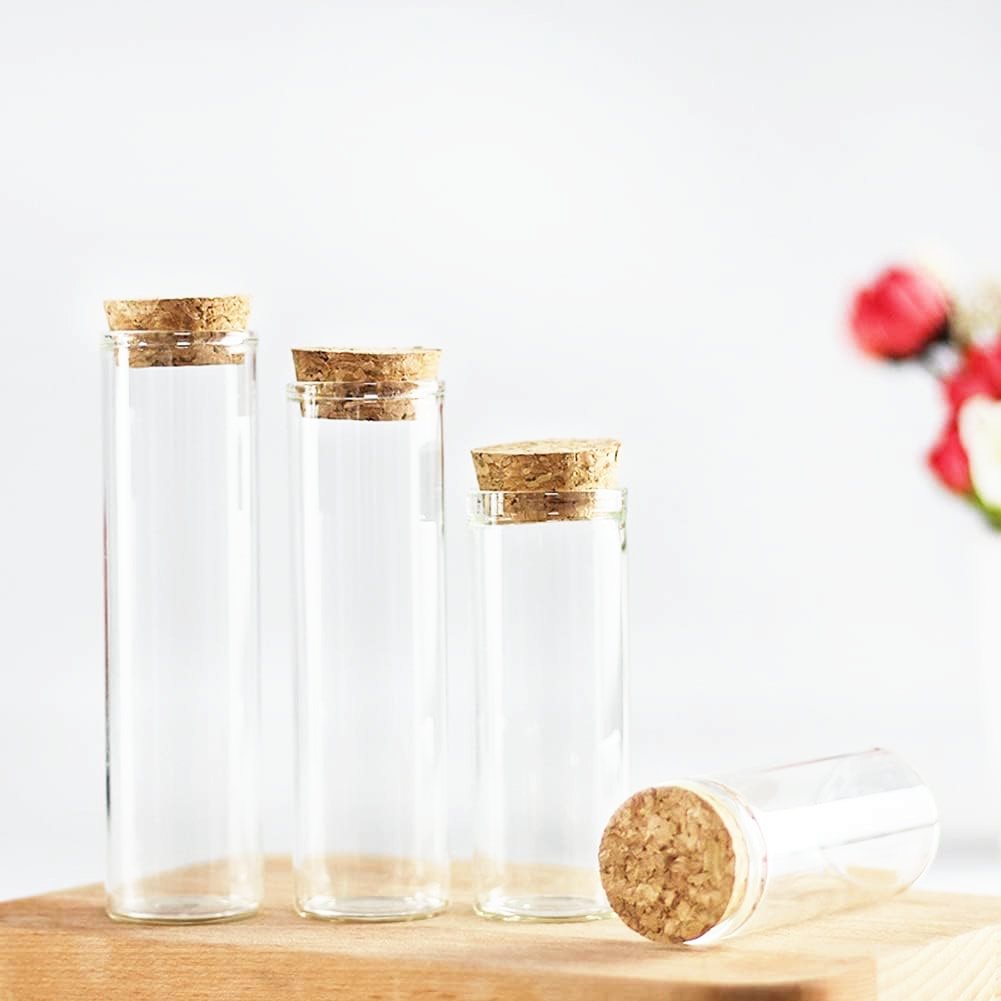 Recyclable 30ml Borosilicate Glass Bottles Clear Glass Test Tubes Small Wishing Bottles With Cork Stoppers