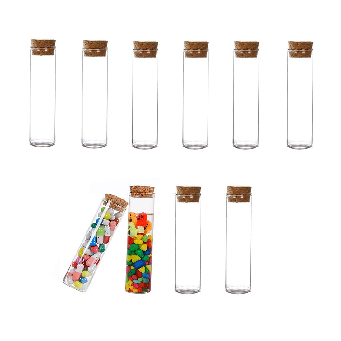 Recyclable 30ml Borosilicate Glass Bottles Clear Glass Test Tubes Small Wishing Bottles With Cork Stoppers