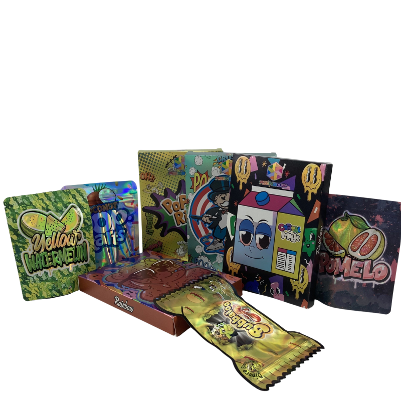 Paper Packaging Box For 3.5g Mylar Bags Matching Boxes Custom Print Holographic Surface 3.5g Cereal Box