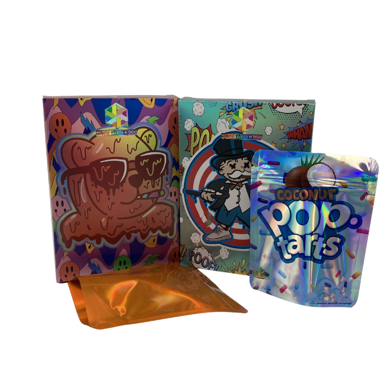 Paper Packaging Box For 3.5g Mylar Bags Matching Boxes Custom Print Holographic Surface 3.5g Cereal Box