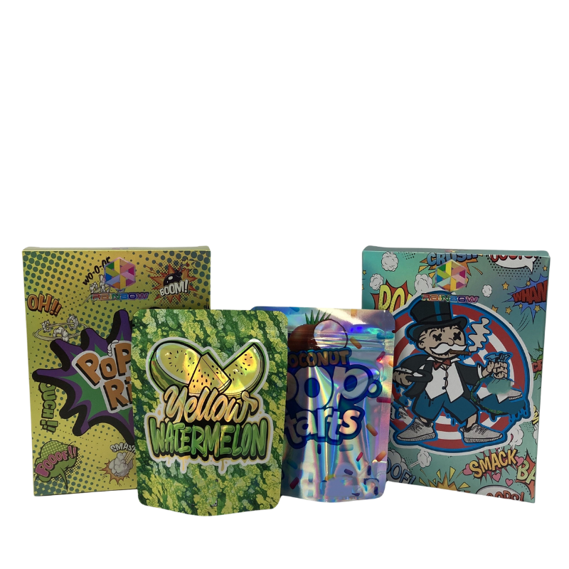 Paper Packaging Box For 3.5g Mylar Bags Matching Boxes Custom Print Holographic Surface 3.5g Cereal Box