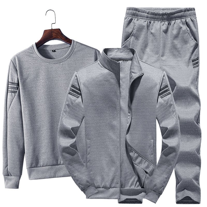 High Quality Men Casual Sports Suits Cardigan Coat Long Pants Three Pieces Outfits All Match Loose Sport Running Jogging Sets