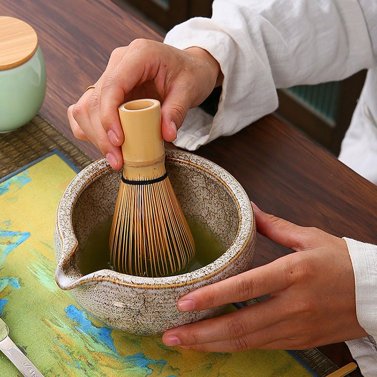 9 Pieces Matcha Tea Set Bamboo 100 Prong Chasen Easy To Clean Bowl Ceramic Tea Powder Pot And Whisk Holder Complete Matcha Tools