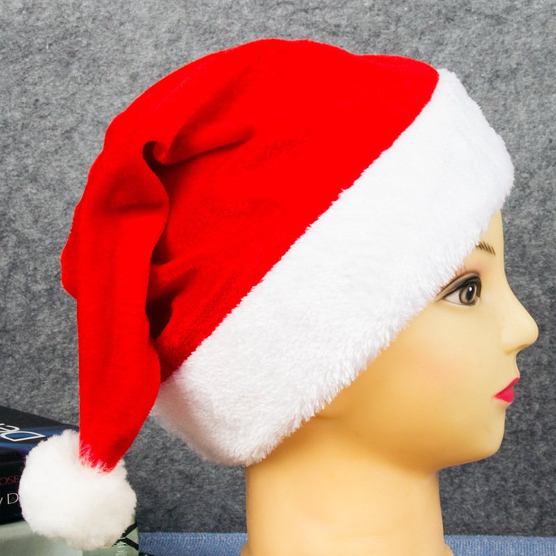 Custom Logo Design Embroidery Christmas Cap Family Matching Adults Kids Thick Velvet Christmas Santa Hat For Celebrating