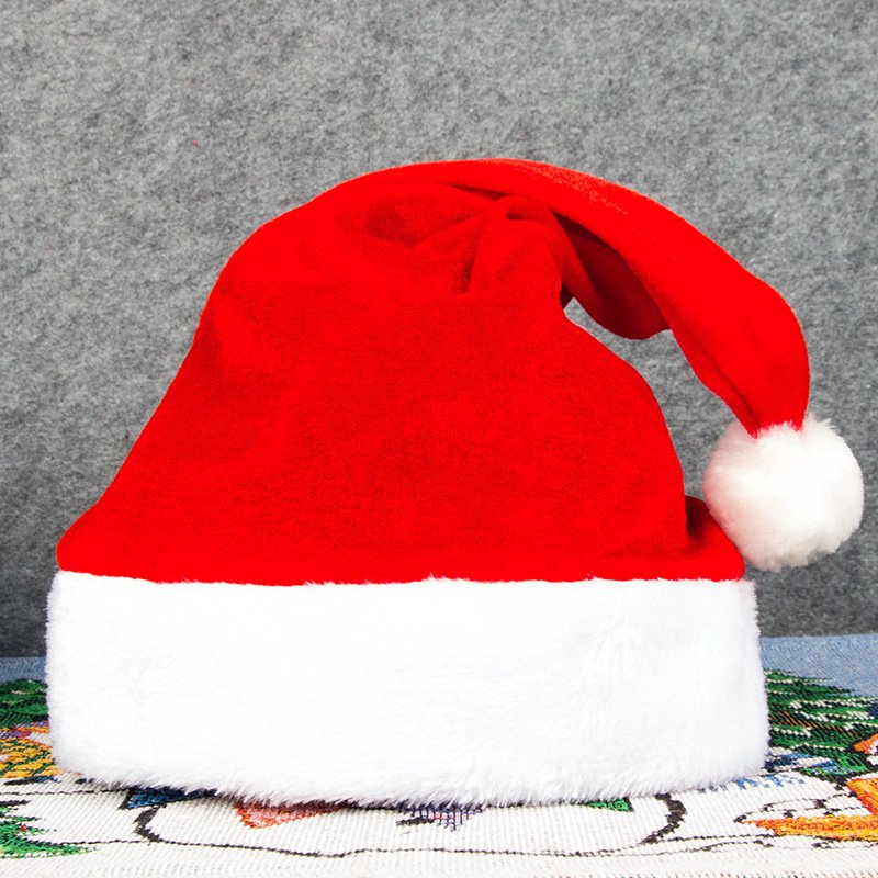 Custom Logo Design Embroidery Christmas Cap Family Matching Adults Kids Thick Velvet Christmas Santa Hat For Celebrating