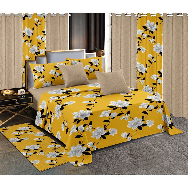Customized bedding sets with matching curtains bedskirt 10pcs curtain bedding set with 100% polyester king size