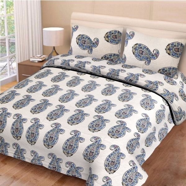 Floral Print 100% Cotton Bed Sheet with 2 Matching Pillow Covers Luxury Bed Spread Bedding Set Best Offer Indian 50 60 Modern