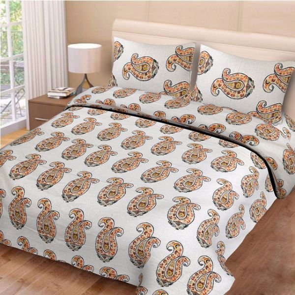 Floral Print 100% Cotton Bed Sheet with 2 Matching Pillow Covers Luxury Bed Spread Bedding Set Best Offer Indian 50 60 Modern