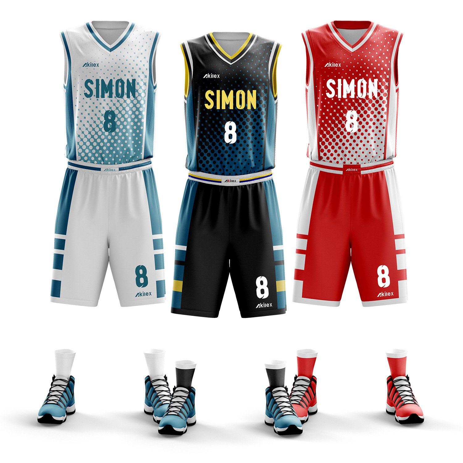 Full set heat transfer printing soccer jerseys customized into sports club match suit men's jerseys men's sets