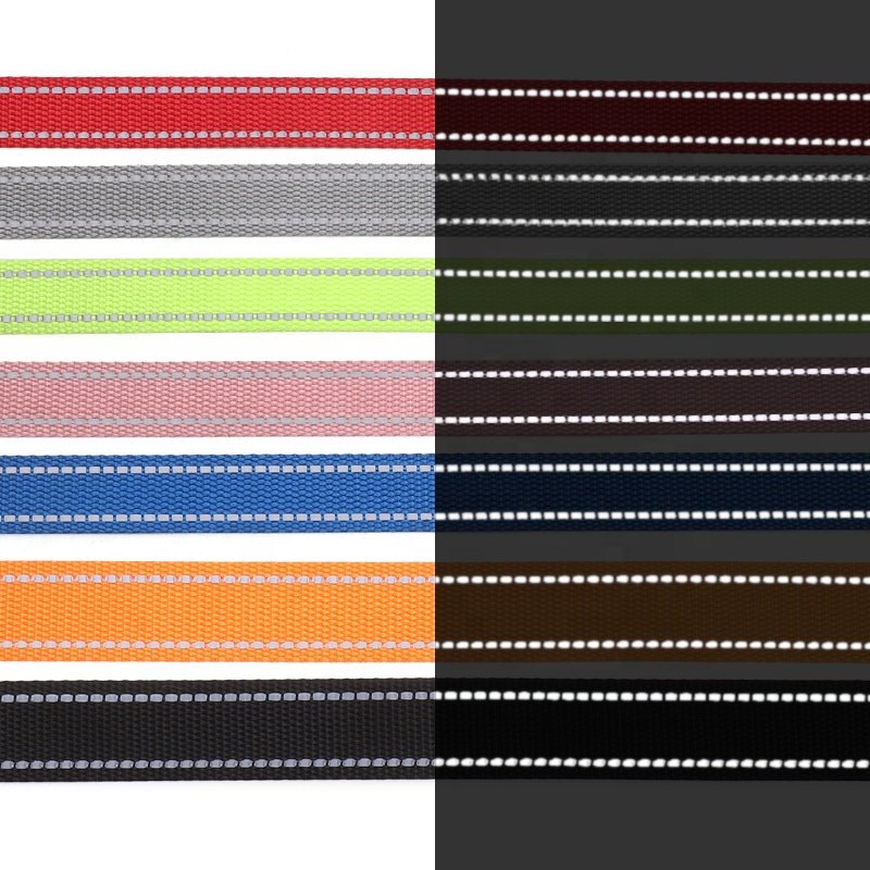 polyester outdoor webbing dog collar leash Reflective Pet Nylon Webbing Collar For Dog