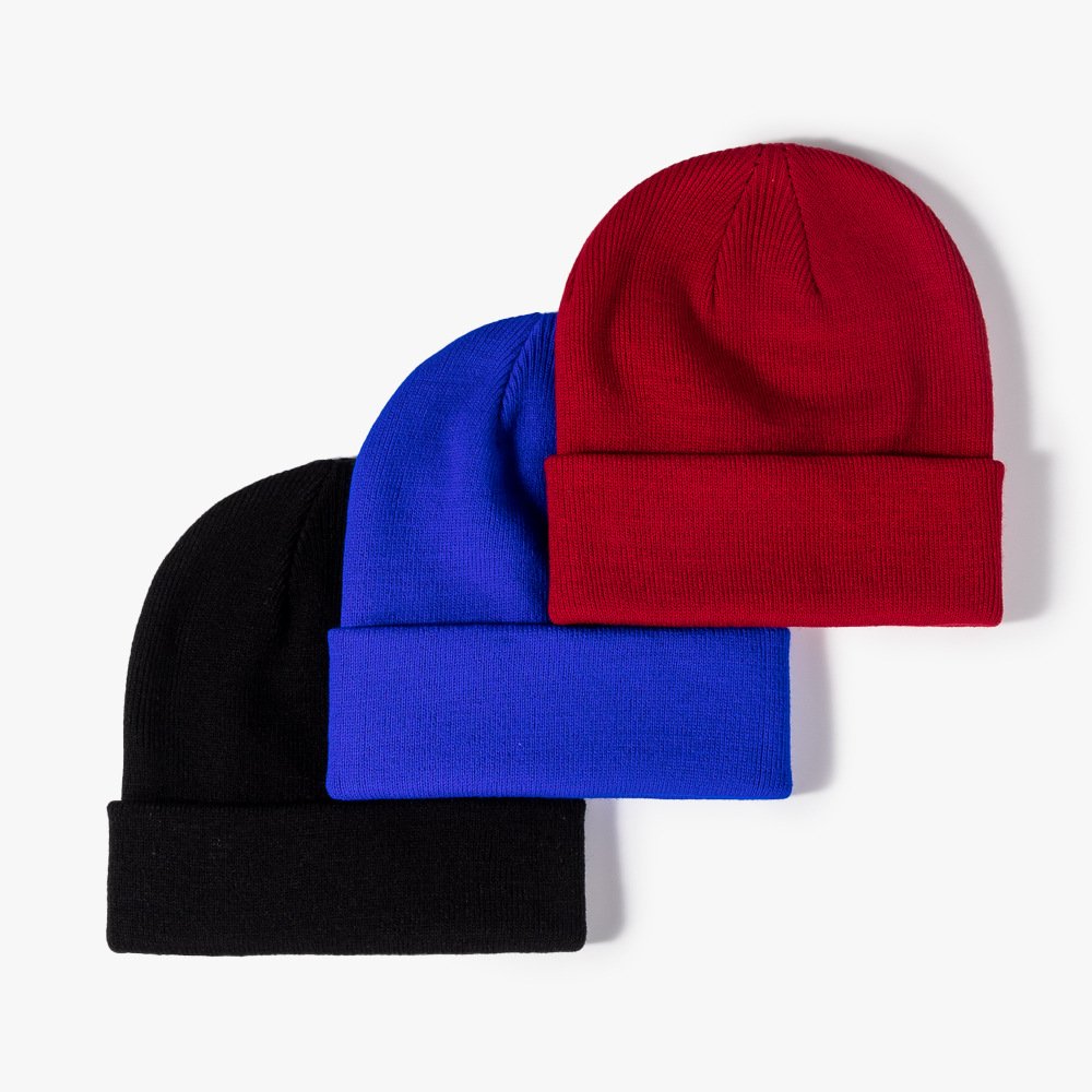 Autumn and Winter Cap Outdoor Warm Knitted Hat Female All-match Plain Wool Hat Knitted Spot Can Be Fixed LOGO