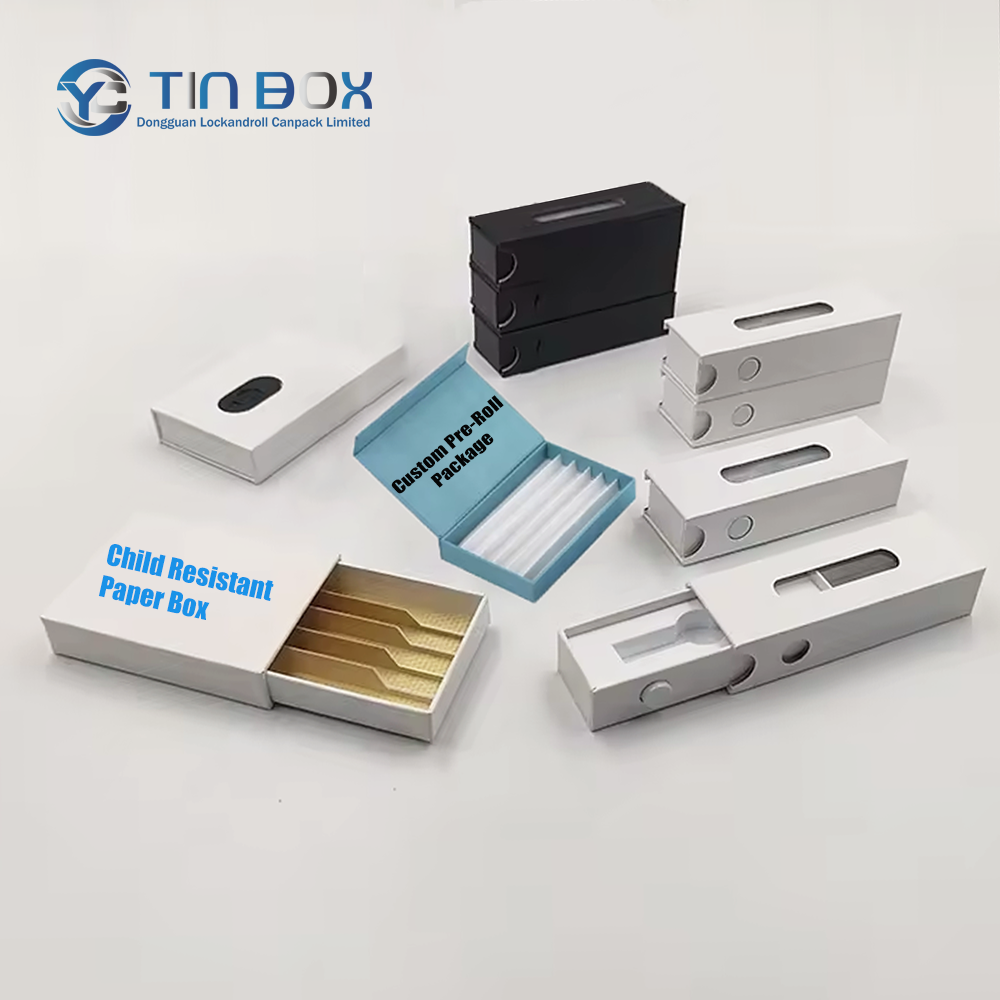 Customized Child Resistant 5 Rolls Cigarette Packaging Box Child Proof Paper Box With Matches