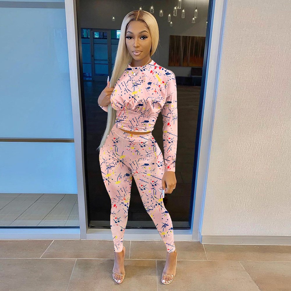 2022 new arrivals Casual Sporty Matching Set Women Clothing Long Sleeve Top And Trousers Sets two piece pants set