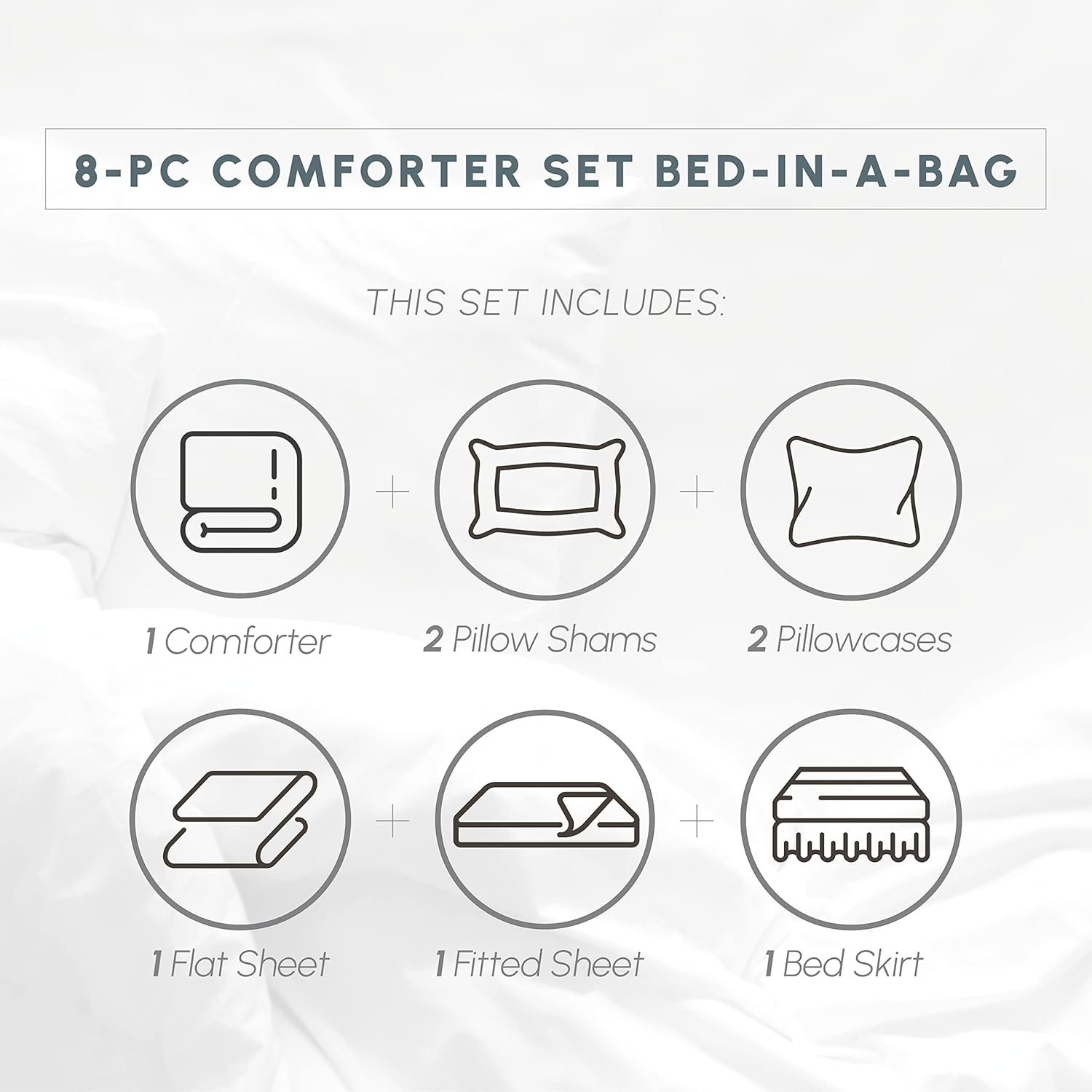 8-Piece Pinch Pleated Comforter Set Complete Bed In A Bag Includes Sheet Set Bed Skirt Comforter Matching Pillowcases And Shams