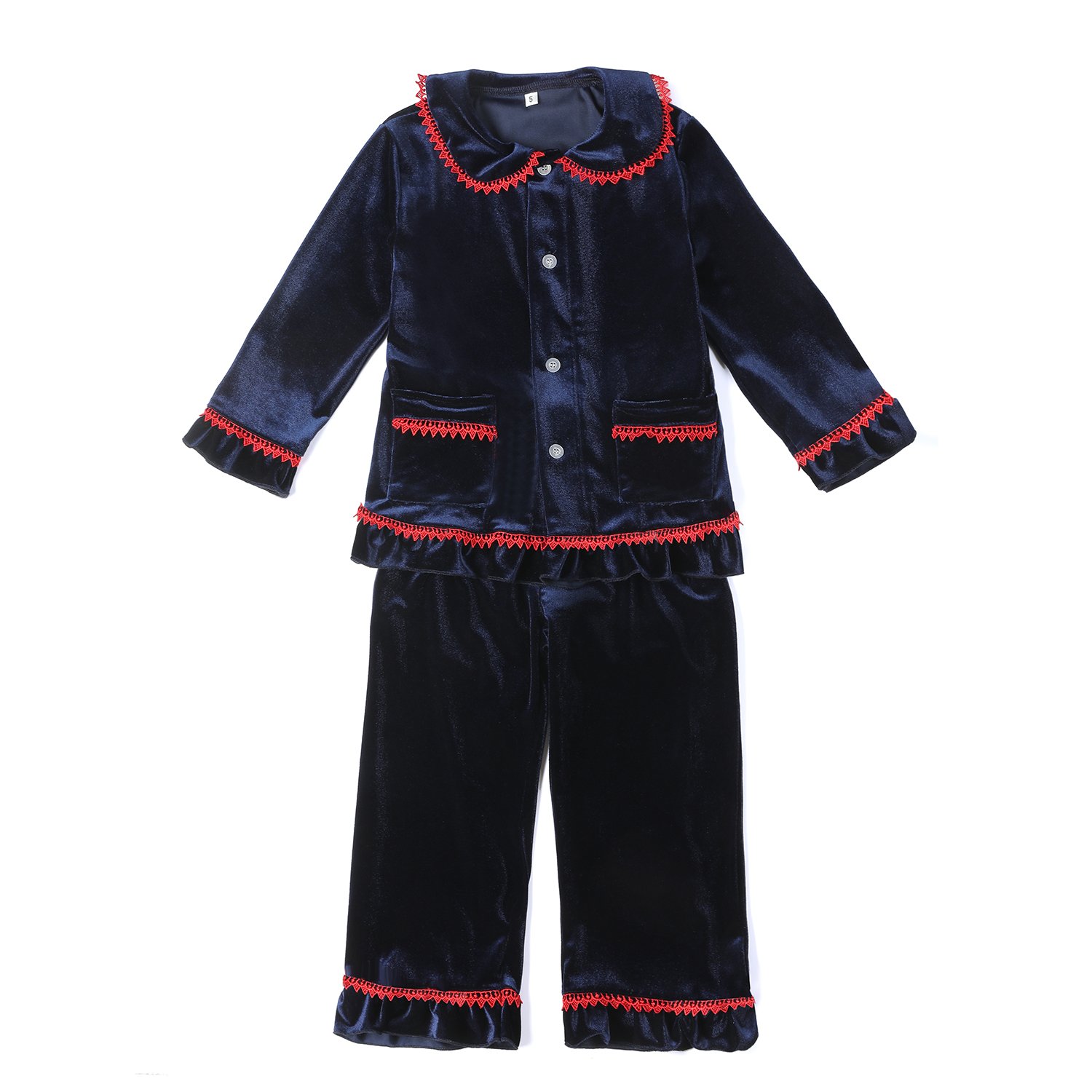 Luxury velvet Xmas matching family siblings children boy pajamas winter baby girls ruffle pyjama set pjs girl nightdress