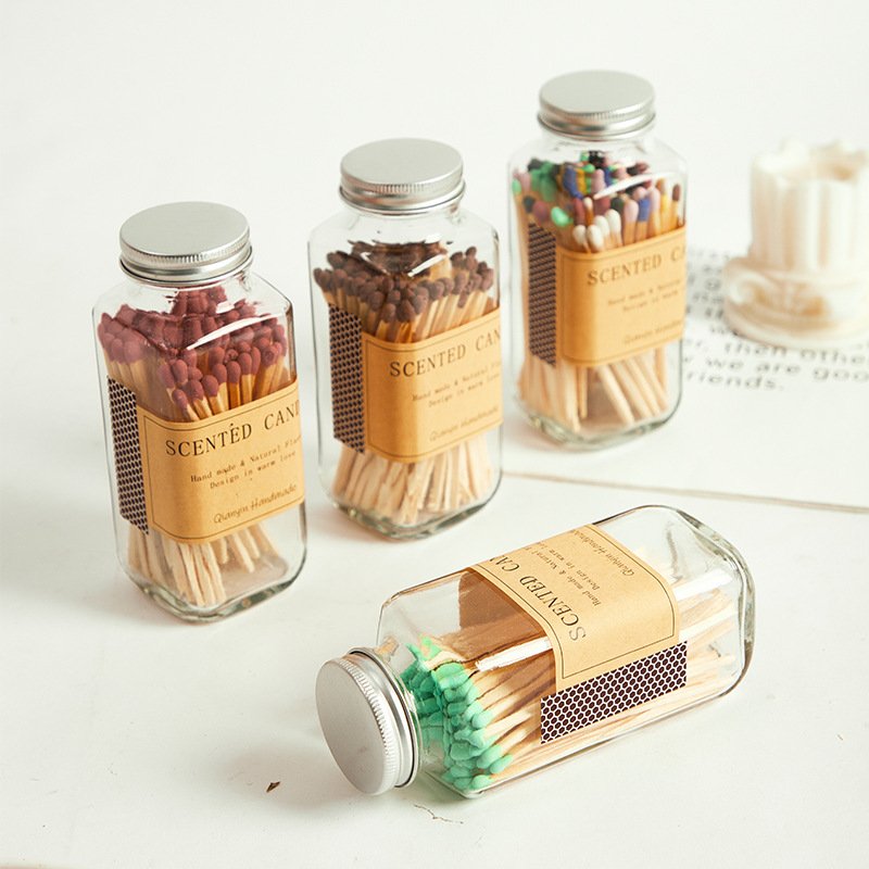 Valentine's Custom Multicolor Bottles Glass Jar Colored Head Safety Matches for glass jar