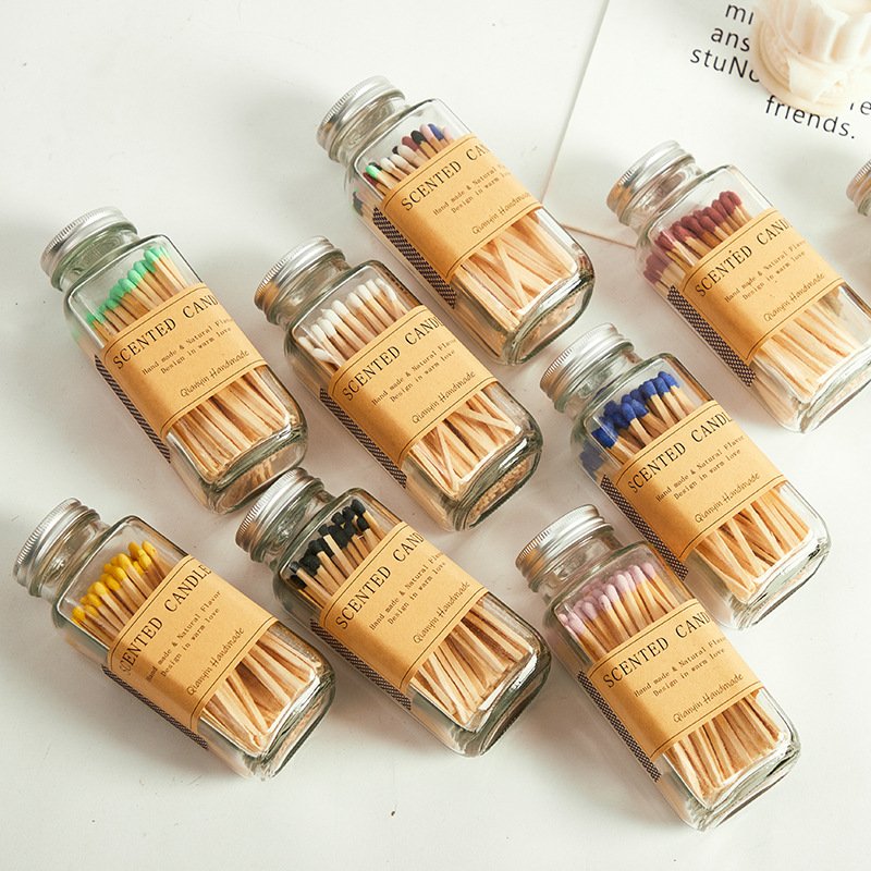 Valentine's Custom Multicolor Bottles Glass Jar Colored Head Safety Matches for glass jar