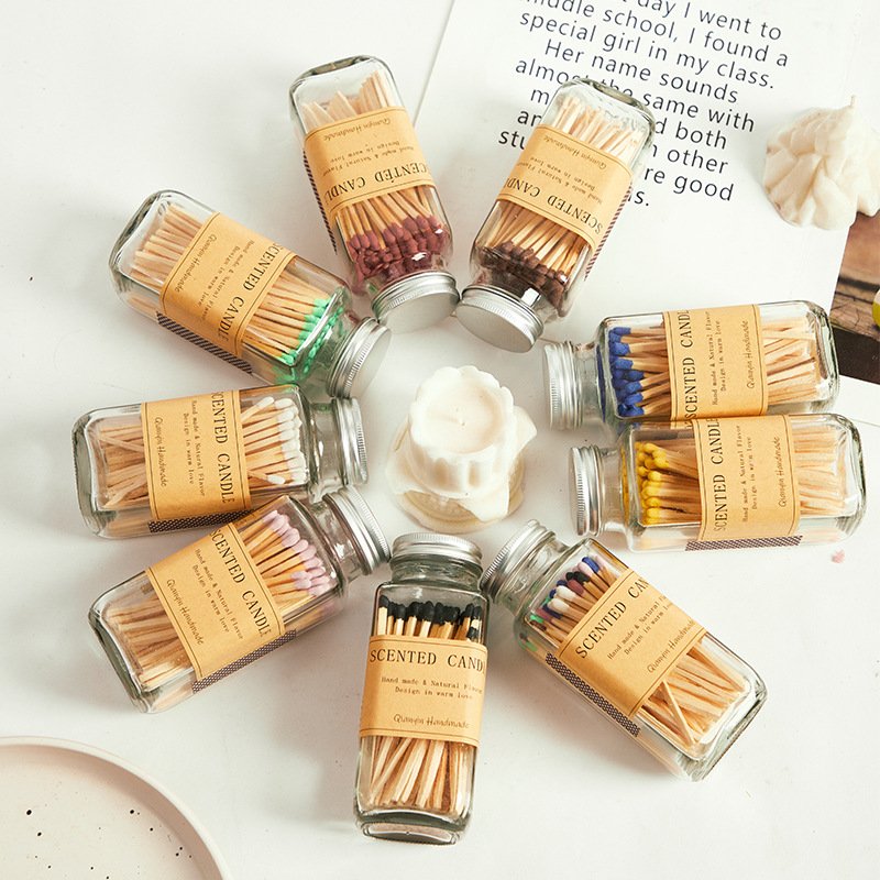 Valentine's Custom Multicolor Bottles Glass Jar Colored Head Safety Matches for glass jar