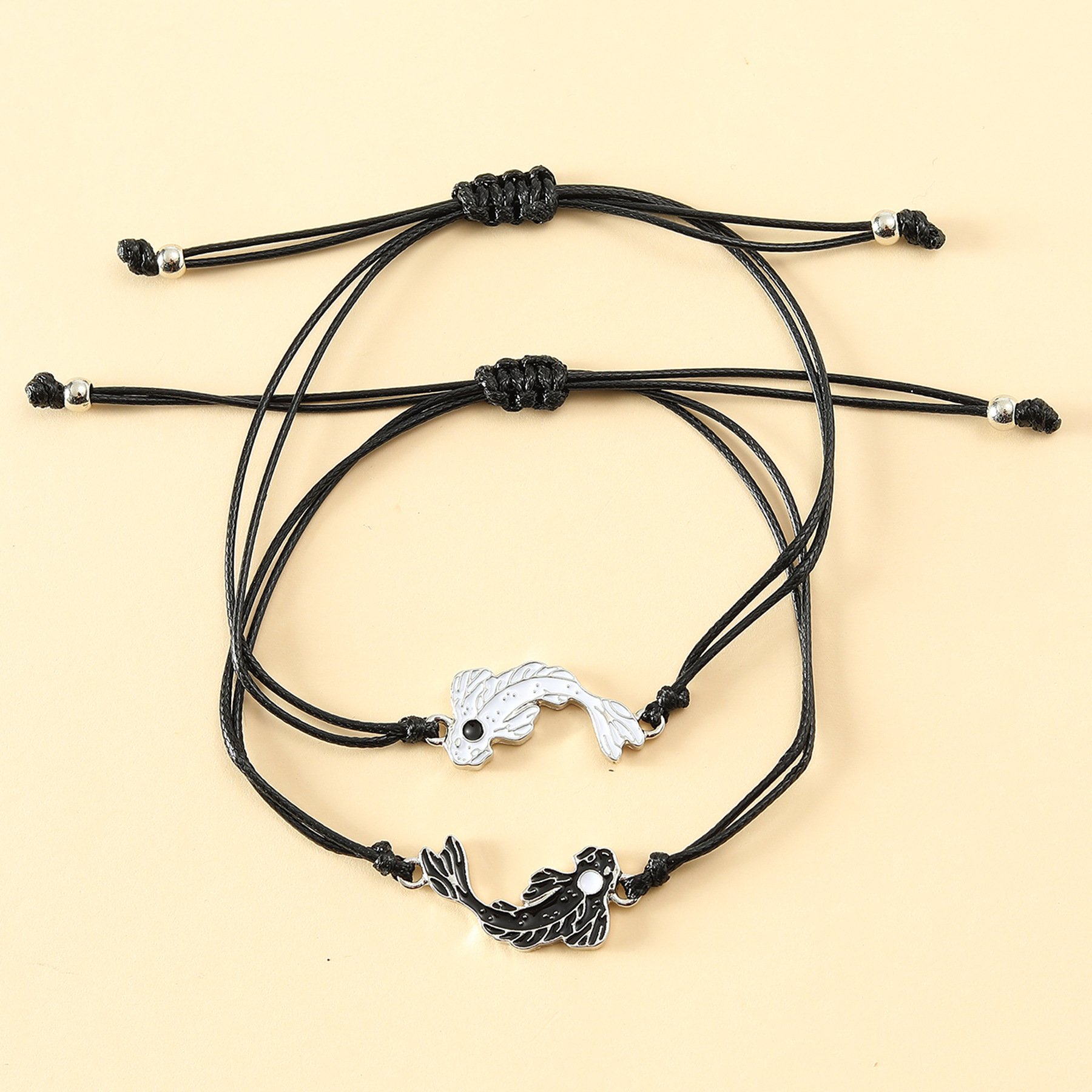 Tai Chi Yin Yang couple necklace Koi bracelet adjustable matching best friend bracelets for 2 matching yin yang