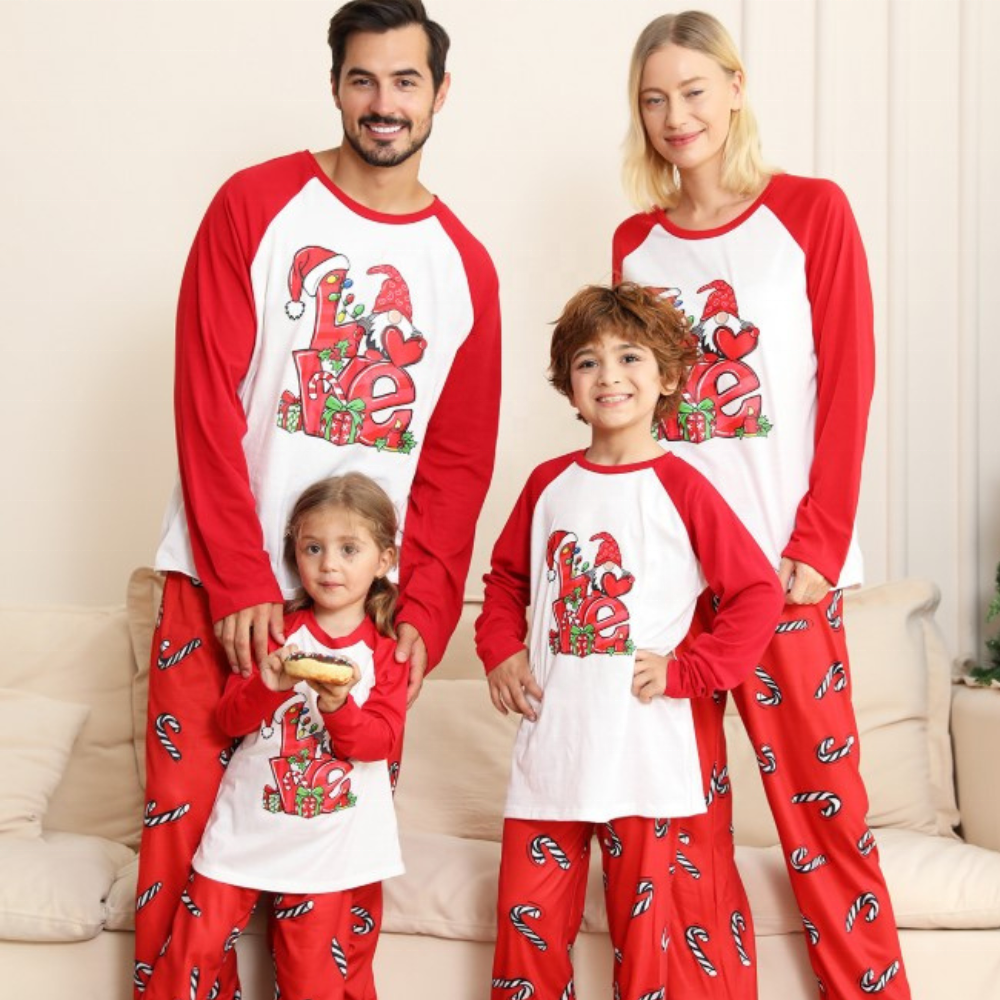 New Design Christmas Sleepwear Set Family Cotton Custom Print Matching Plus Size Pajamas Family For Holiday